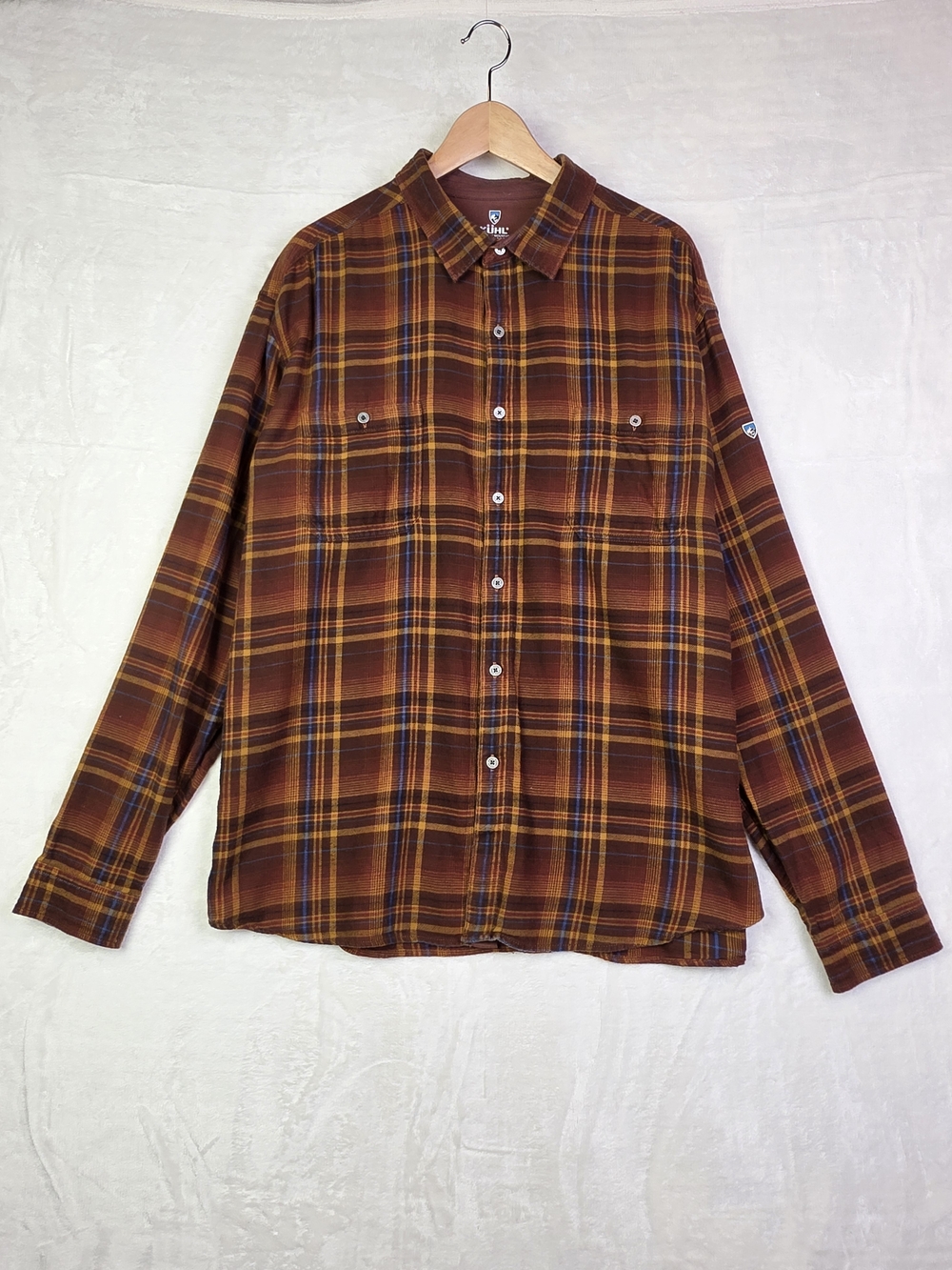 Kuhl Flannel Shirt Mens 2XL Long Sleeve Button Down Brown Plaid